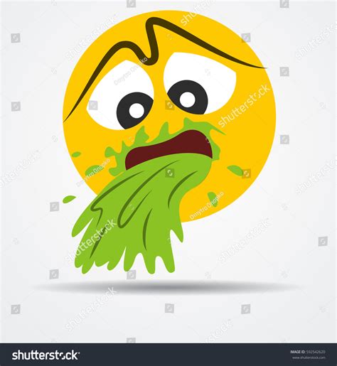 Vomiting Emoticon Flat Design Stock Vector 592542620 Shutterstock