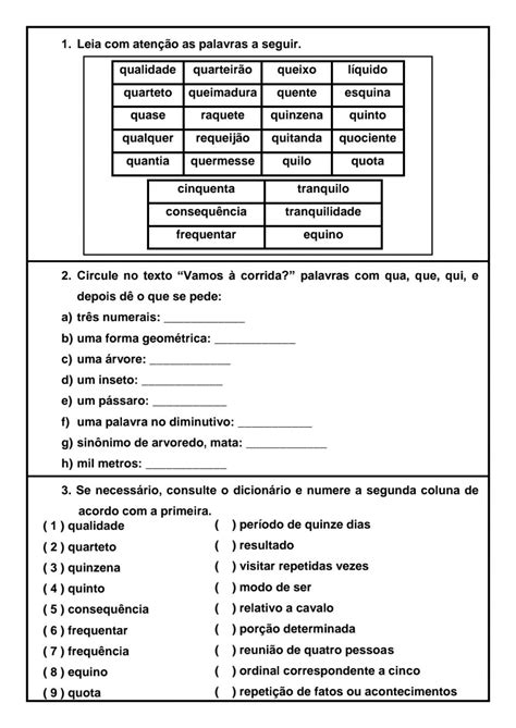 Atividades De Ortografia Qua Que E Qui S Escola