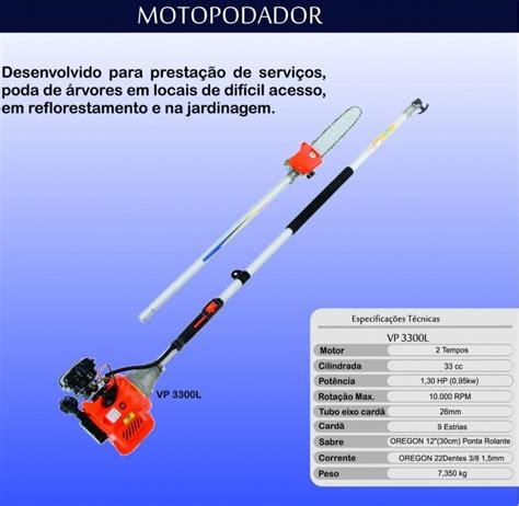 Motopoda Podador Galho Gasolina Extensor Vulcan Vp L Cc