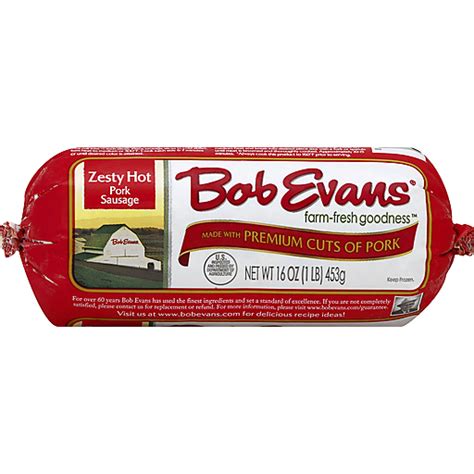 Bob Evans Zesty Hot Pork Sausage 16 Oz Chub Brats Sausages