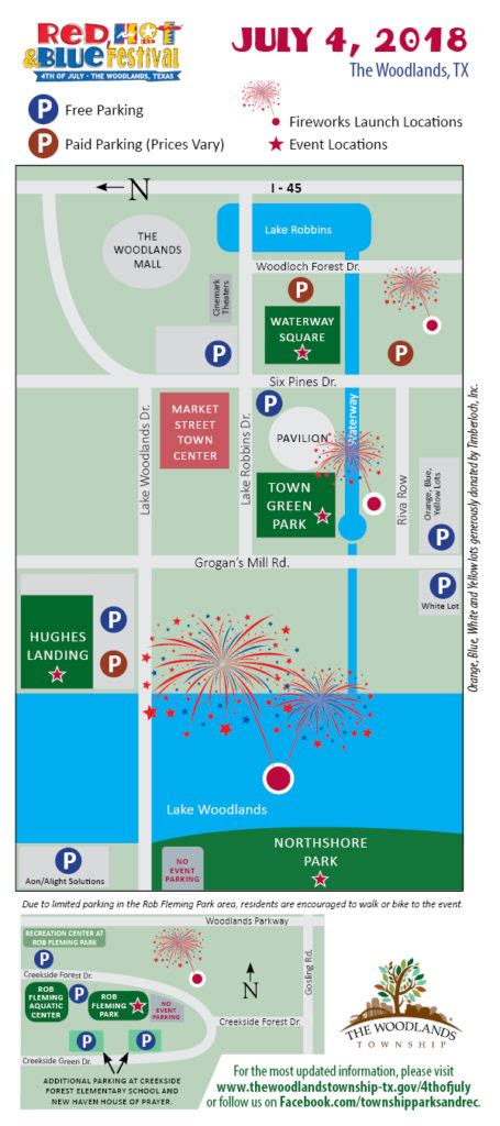 Red, Hot and Blue Festival parking and fireworks details - Hello Woodlands