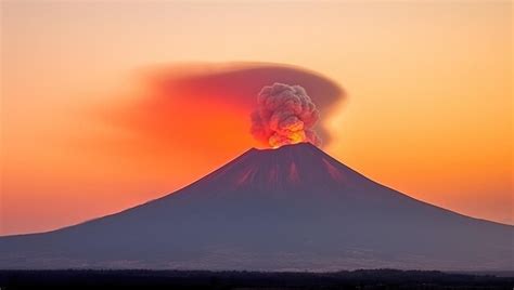 Premium Photo | Volcano eruption at sunset