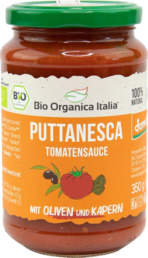 Bio Organica Italia Puttanesca Tomatensauce Mit Oliven Und Kapern