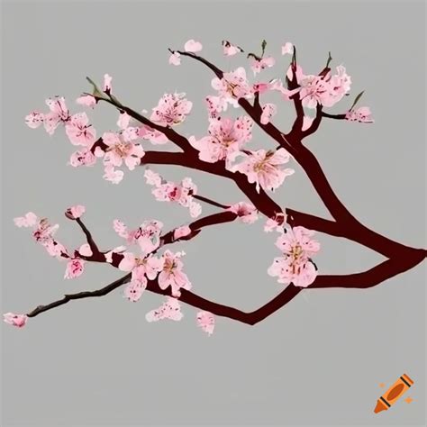 White Background With A Cherry Blossom Branch On Craiyon