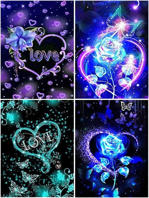 DCIDBEI 30 X 40CM 4er Set Diamond Painting Rund Diamant Malerei Liebe