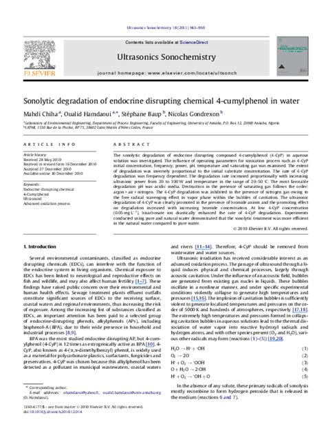 Pdf Sonolytic Degradation Of Endocrine Disrupting Chemical 4