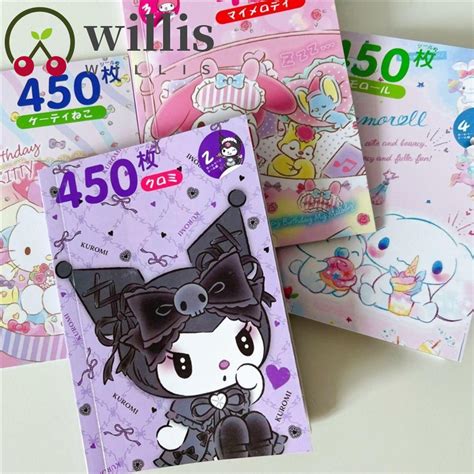 WILLIS 450Pcs Kawaii Kuromi Sticker Book Cute Gooka Guka Cinnamoroll