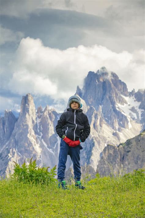 Boy On The Trip In To The High Mountains Stock Image Image Of Drop