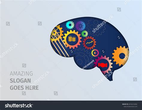 Cogs Shape Human Brain Vector Illustration