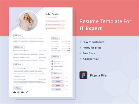 It Expert Resume Template Figma