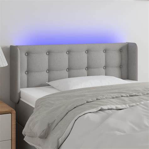 Vidaxl Zagłówek Do Łóżka Z Led Jasnoszary 93X16X78 88 Cm Tkanina