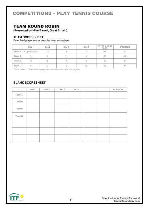 18 Free Printable Tennis Score Sheet Templates American Templates