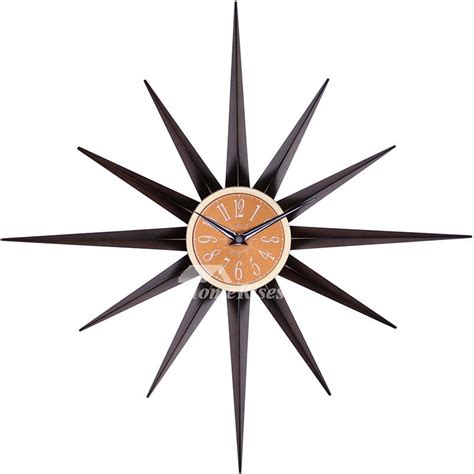 Starburst Wall Clock Silent Analog Unique Creative 20 18 Inch Large