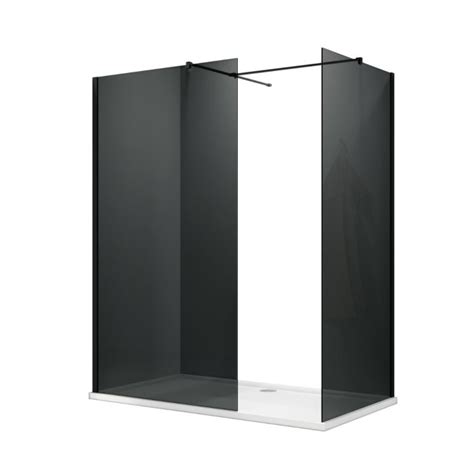 Elegant 1400x900mm Smoked Glass Walk In Shower Enclosure 8mm Easy Clean