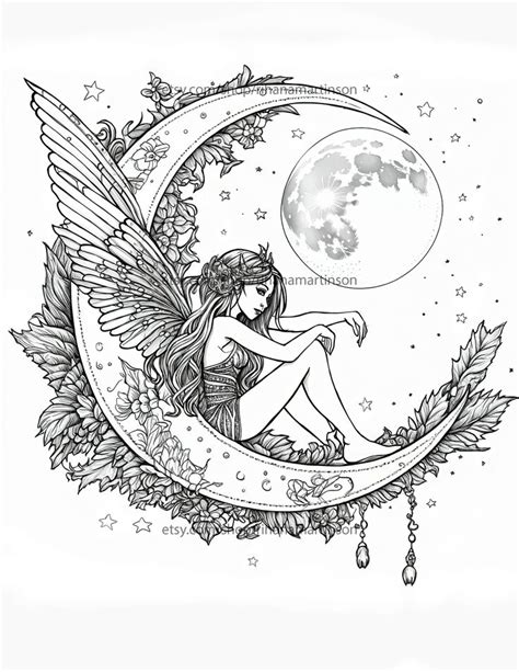 A Drawing Of A Fairy Sitting On The Moon