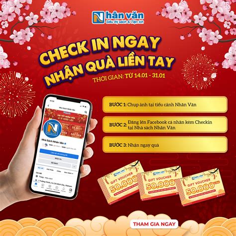 CHECK IN NGAY NHẬN QUÀ LIỀN TAY Siêu Thị Sách Tiện Ích Nhân Văn