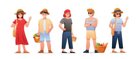 Characters people picnic on summertime holidays vector illustration ...