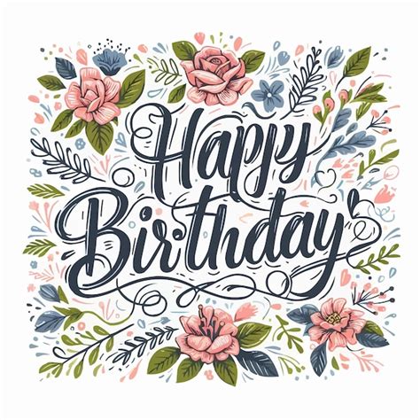 Lettering Happy Birthday Handdrawn Card Vector Illustration Premium