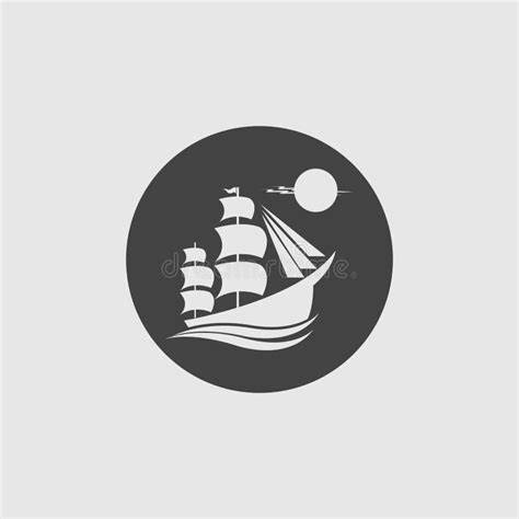 Sailing Ship Logo Pinisi Ship Vintage Blue Ship In The Sea Design