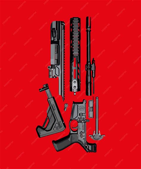 Premium Vector | Illustration of an assault rifle parts