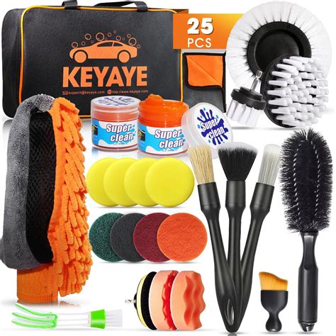 KEYAYE 25 Pcs Car Cleaning Kit Car Detailing Kit With Ultra Soft Car