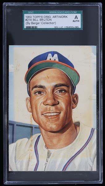 Lot Detail 1953 Topps Original Card Artwork 214 Bill Bruton