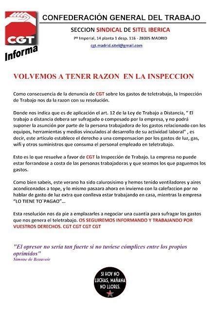 Gastos De Teletrabajo La Inspeccion Nos Da La Razon Federación Anarquista 🏴