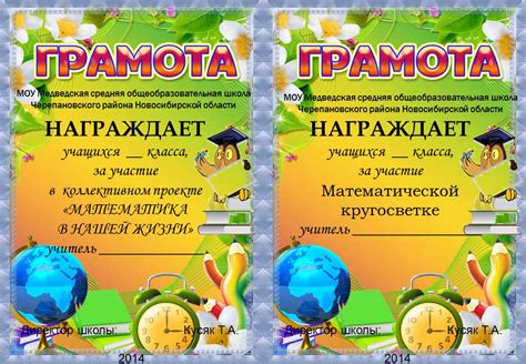 Тексты грамот номинации
