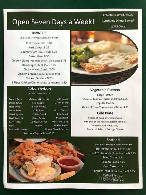 Menu Of Greenwood Restaurant In Troutville Va 24175