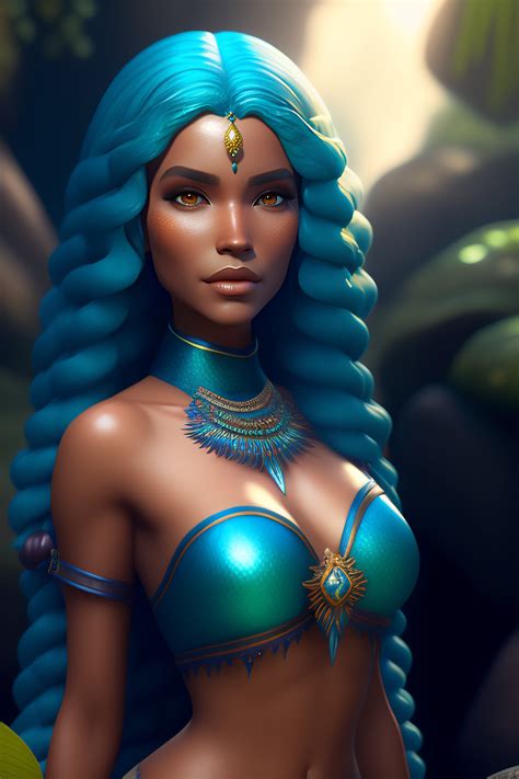 Lexica An Indigenous Brazilian Mermaid Woman Full Body By Pixar Blue