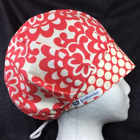 Cherry Lotus Bouffant Scrub Hats Surgical Caps For Women Amy Etsy