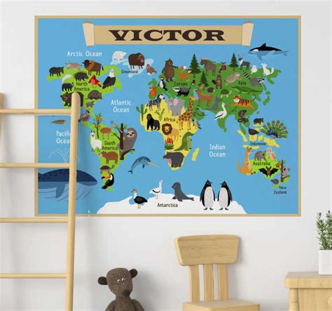 Personalised world map sticker - TenStickers