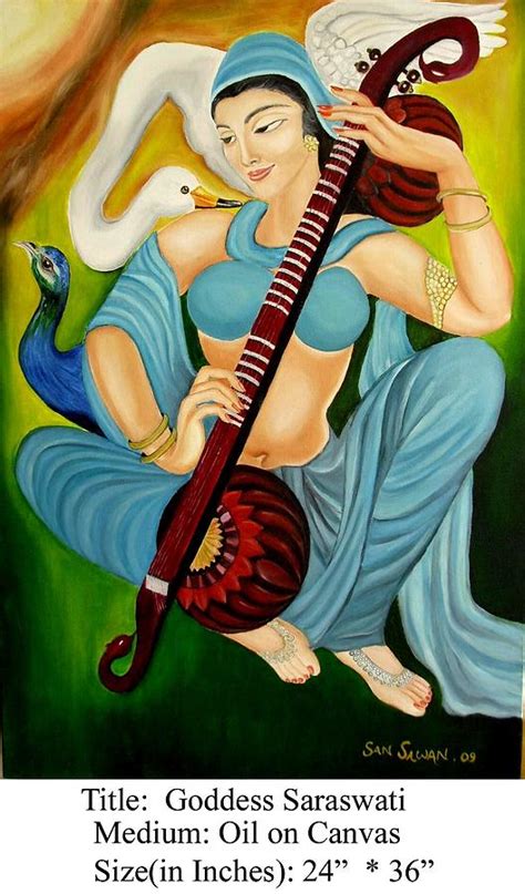 Goddess Saraswati Painting by Nirendra Sawan