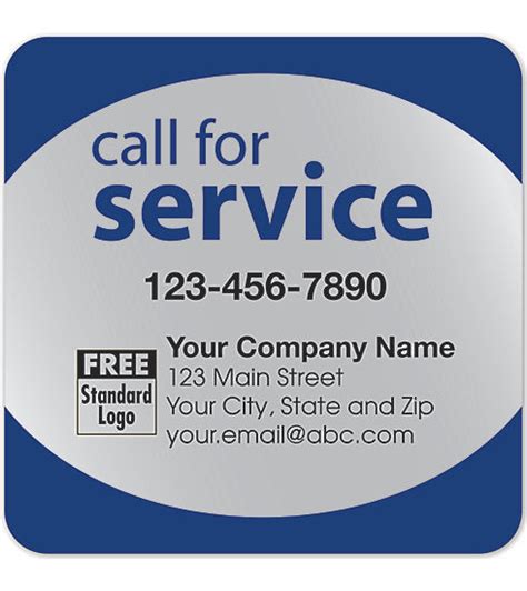 Hvac Service Labels Call For Service Silver Poly Top 58167