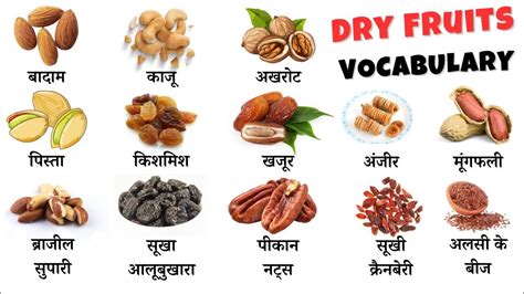 English Vocabulary Dry Fruits Name Dry Fruits Alokiq Youtube