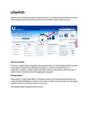 Fillable Online digitalcommunities gov uSwitch is a price comparison website ...