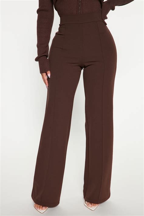 Petite Victoria High Waisted Dress Pants Chocolate Fashion Nova