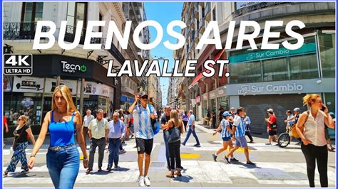 4KBuenos Aires Argentina CALLE LAVALLE Walking Tour Barrio