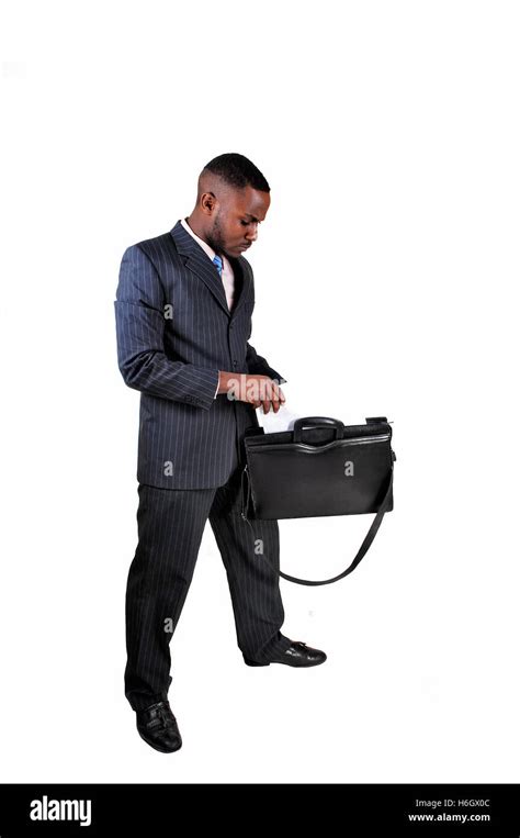 A Protract Picture Of A Black Man In A Suit And With A Briefcase For