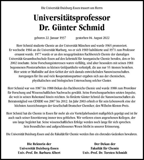 Traueranzeigen von Günter Schmid Augsburger Allgemeine Zeitung