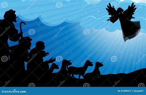 Shepherds And Angel Silhouette Stock Vector Illustration Of Messenger