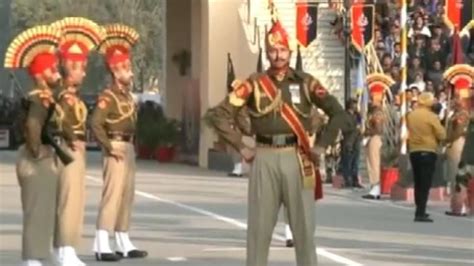 Beating Retreat Ceremony Held At Attari Wagah Border On 74th Republic