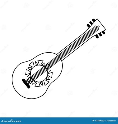 Instrumento De M Sica Da Guitarra Ac Stica Em Preto E Branco Ilustra O