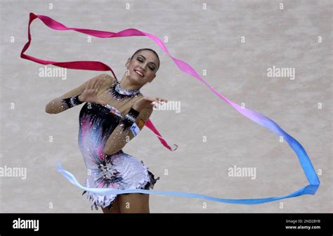 Russia S Evgenia Kanaeva Performs With The Ribbon During The Individual All Around Final At The