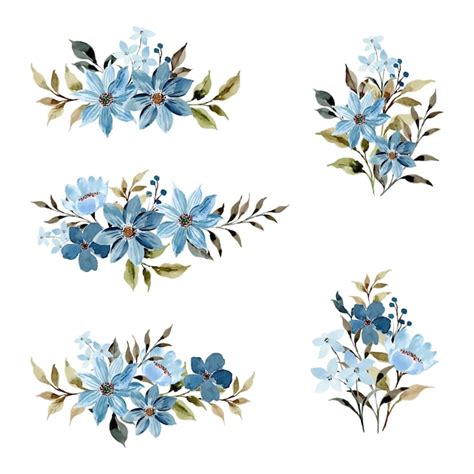 Coleção aquarela buquê floral azul Vetor Grátis