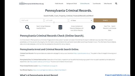 Pennsylvania Criminal Records Search Lookup Public Arrest Conviction