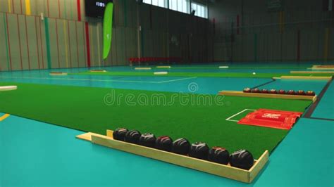 Indoor Bowls Carpets Or Lawn Bowls Or Lawn Bowling Stock Footage