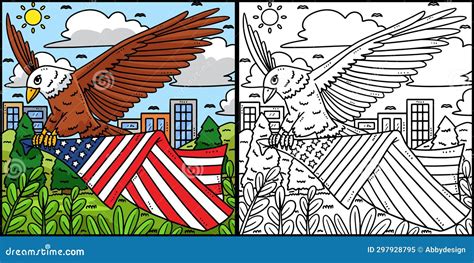 Memorial Day Eagle Carrying Flag Illustration Stock Vector