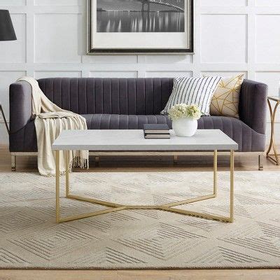 Marble And Gold Coffee Table Rectangle Wava Shin