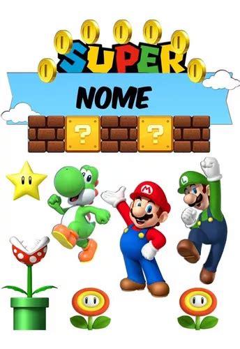 Topper Topo De Bolo Super Mario Bros 100 Digital MercadoLivre